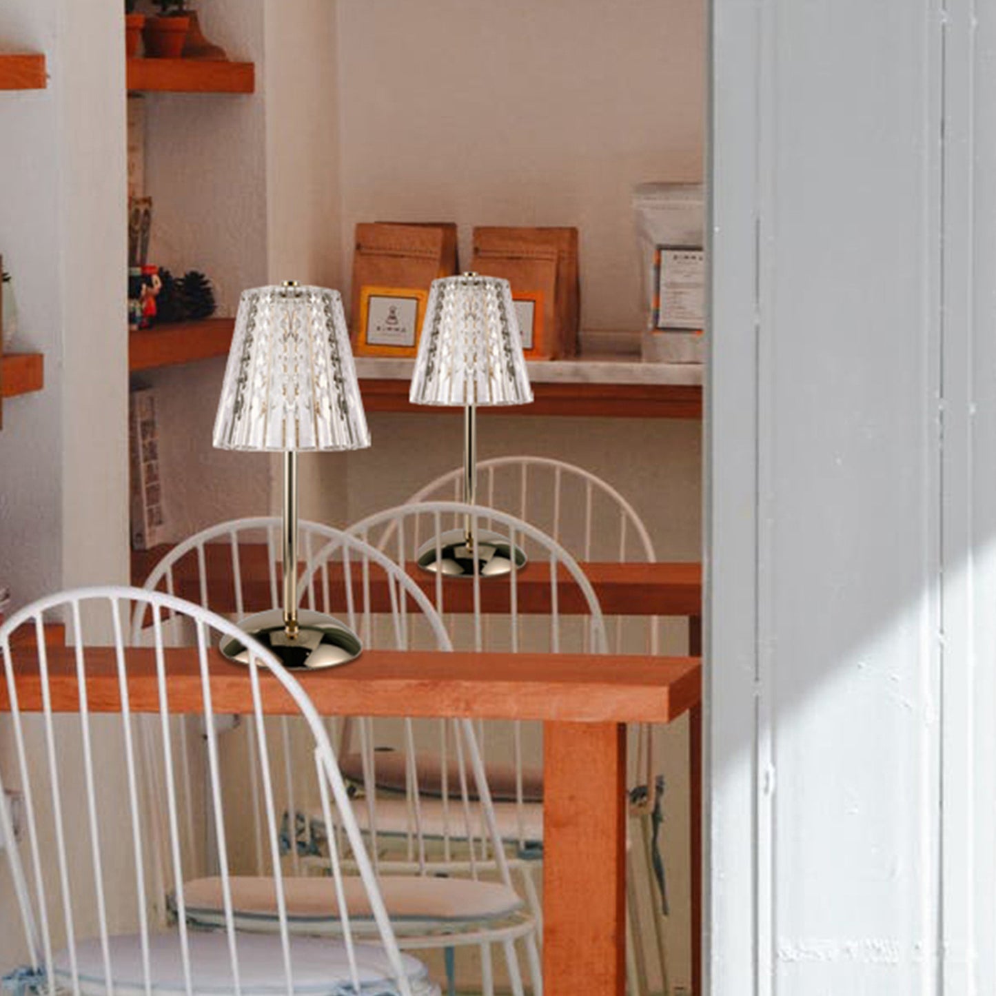 GlamLicht – Designer acrylic table lamp in rock shape with LED for stylish living spaces