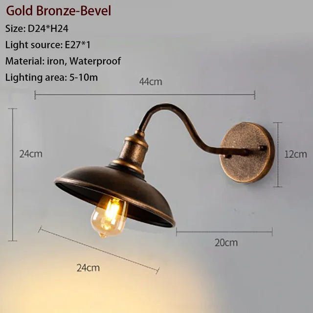 RainRetro – Retro Wandleuchte für Außenbereich mit wasserdichtem Design in Bronze und Silber
