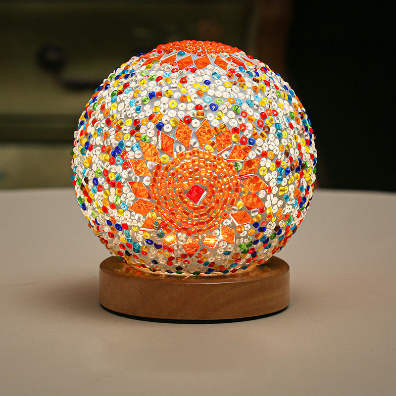 GlowNest – Spherical LED Table Lamp with Mosaic Design for Atmospheric Lighting