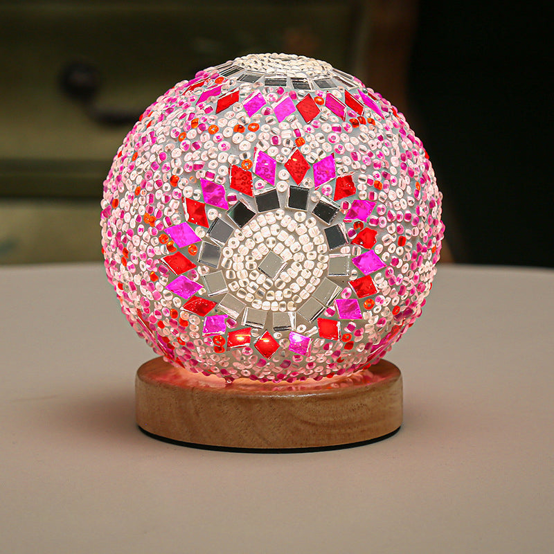 GlowNest – Spherical LED Table Lamp with Mosaic Design for Atmospheric Lighting