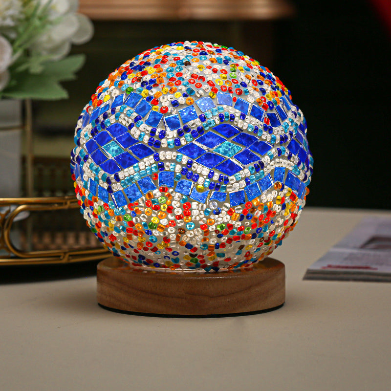 GlowNest – Spherical LED Table Lamp with Mosaic Design for Atmospheric Lighting
