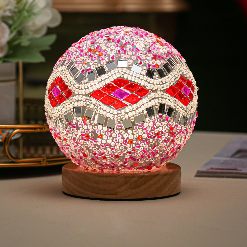 GlowNest – Spherical LED Table Lamp with Mosaic Design for Atmospheric Lighting