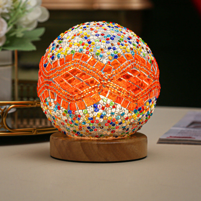 GlowNest – Spherical LED Table Lamp with Mosaic Design for Atmospheric Lighting