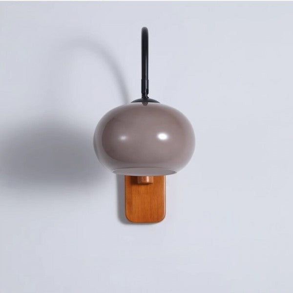 Orbite – Wall lamp made of khaki glass with wood accent for stylish lighting