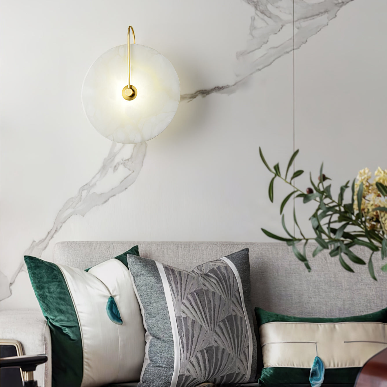 Alina – LED Wandleuchte Innen Alabaster für Elegante Beleuchtung in Flur, Schlafzimmer und Wohnzimmer