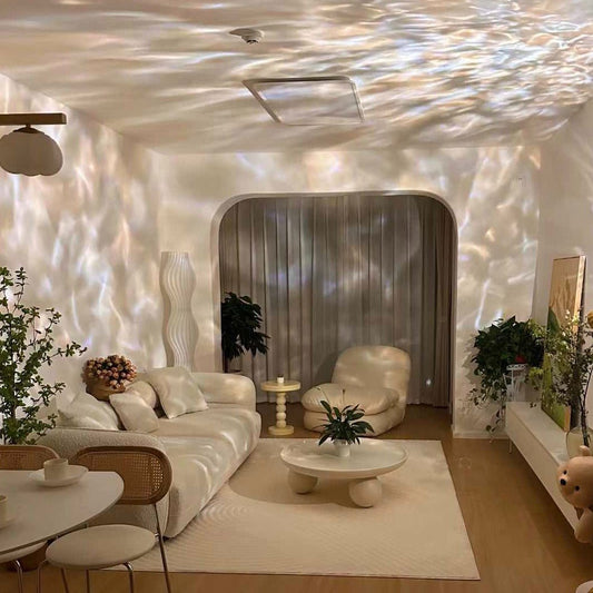 GlowVibe - Dekorative Tischlampe mit Ripple-Projektor