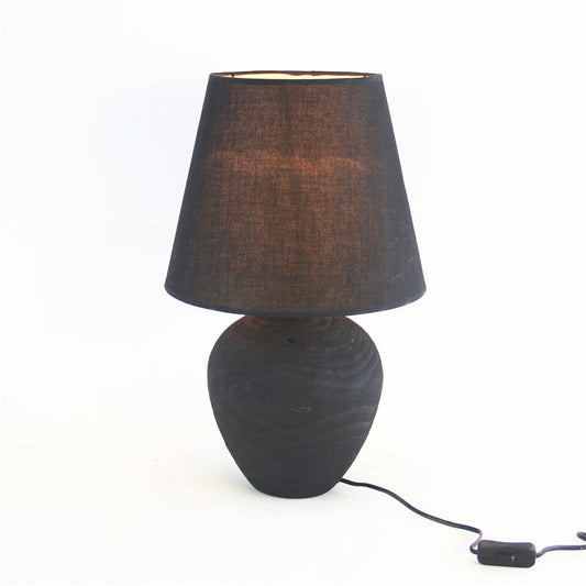 Luminora - Handmade Wood Table Lamp in Black – Elegant Table Light for Stylish Room Decoration