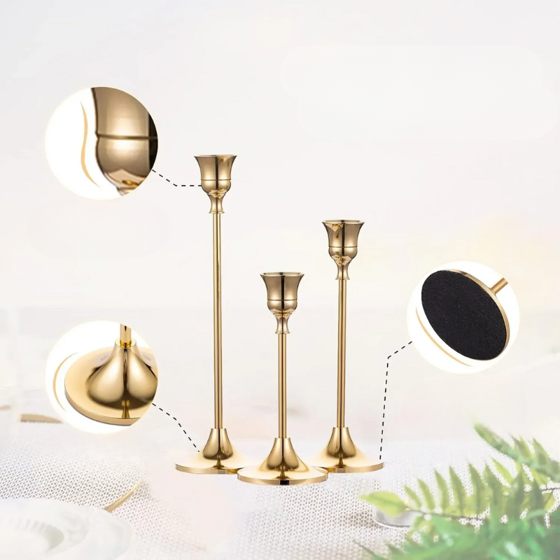 Dreamy Lights – Golden Candle Holders for Romantic Occasions