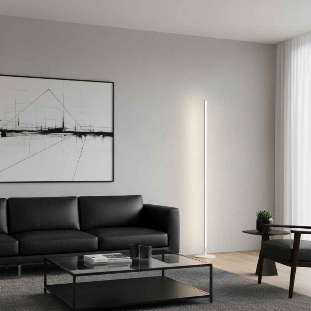 Moderne Dimmbare Stehlampe Schwarz mit 3 Lichtfarben – Elegante LED Stehleuchte für Wohnzimmer und Schlafzimmer