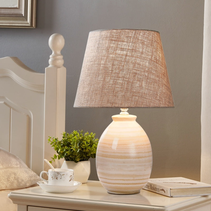 TaoLight - Moderne Keramik Tischlampe im Chinesischen Design für Schlafzimmer und Schreibtisch – Minimalistische Nachttischlampe