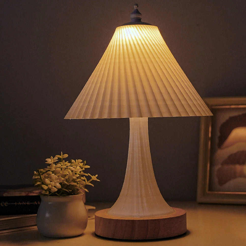 WoodenGlow - Moderne Tischlampe aus Holz mit Dimmer