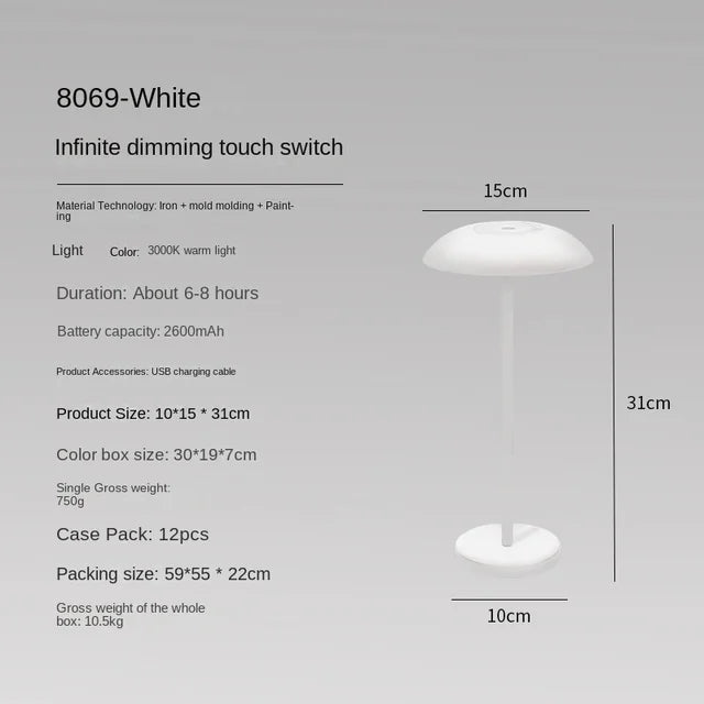 GlowDock - Moderne Touch Tischlampe mit Dimmfunktion und USB-Ladeanschluss