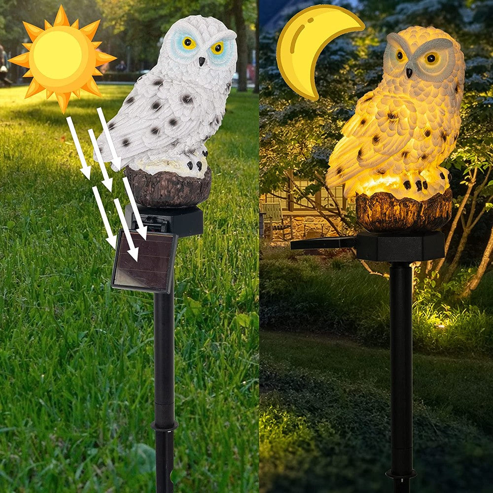 Owlight – Solar Gartenleuchte mit Dekorativem Pfahl für Magische Gartenbeleuchtung