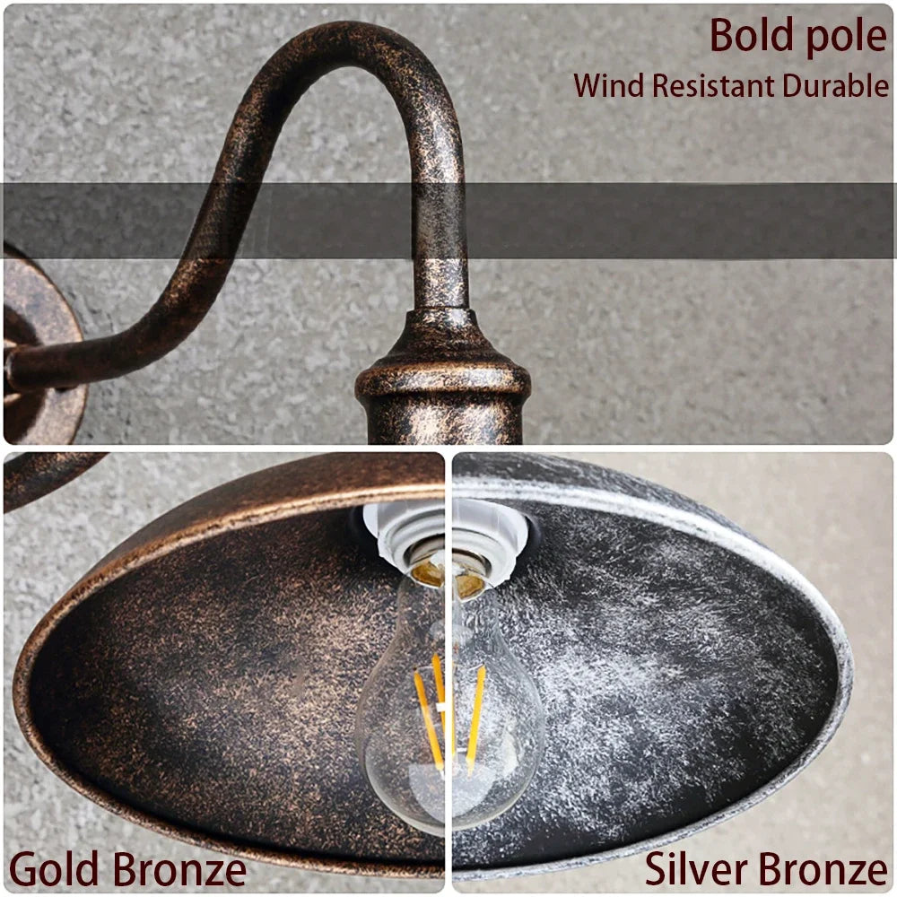 RainRetro – Retro Wandleuchte für Außenbereich mit wasserdichtem Design in Bronze und Silber