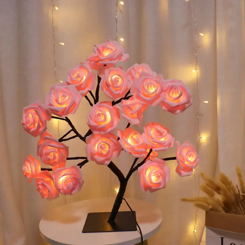 RosyGlow – Tischleuchte mit Blumenrose für romantische Atmosphäre