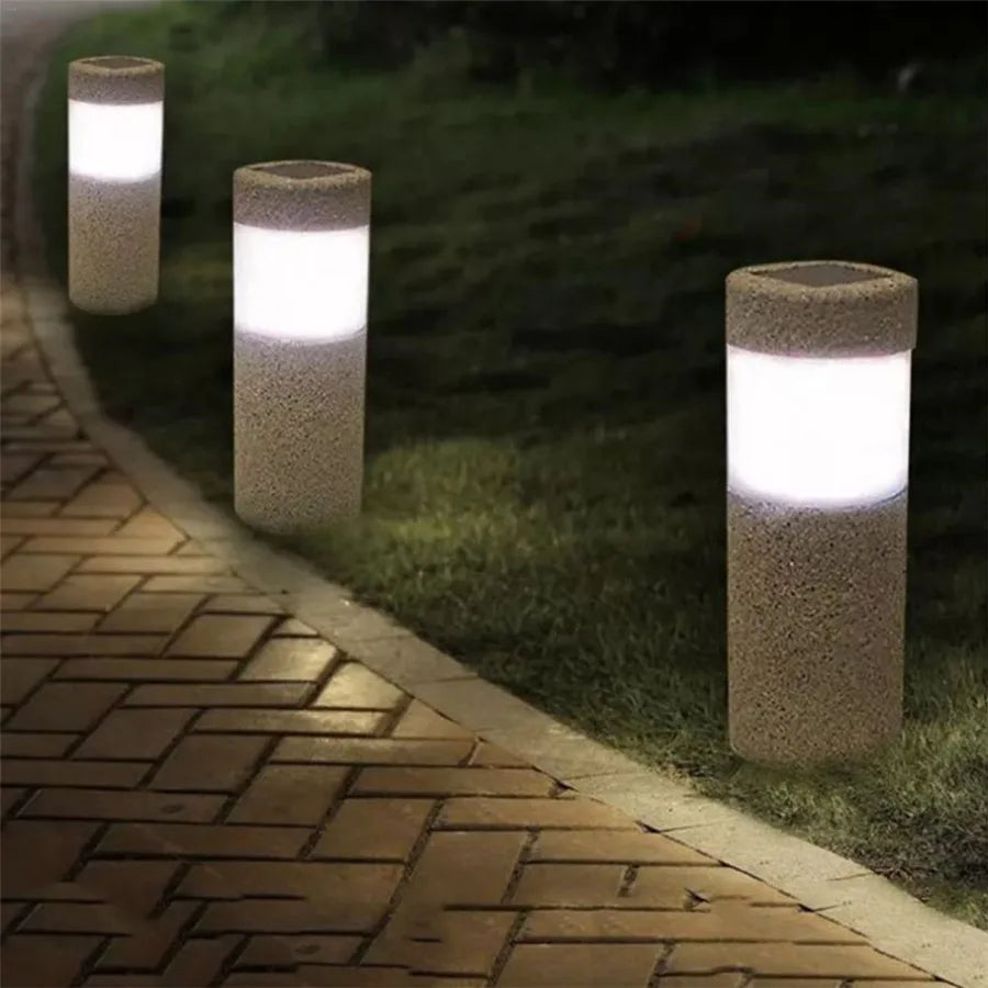 GranitGlanz – Granite Column Lamp Elegant Outdoor Lighting