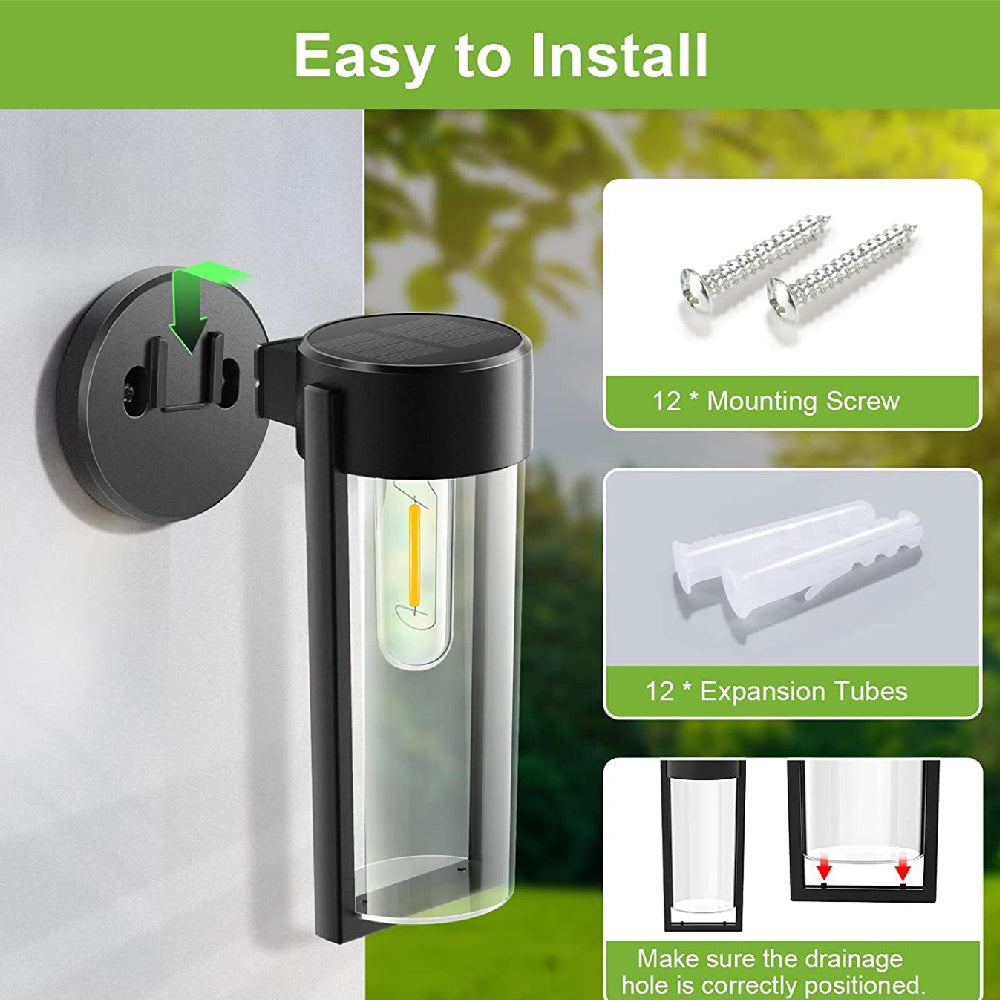 SolarLuma – Solar LED-Wandleuchte mit Glühfaden-Optik, Wasserdicht für Garten & Außenbereich (IP65)