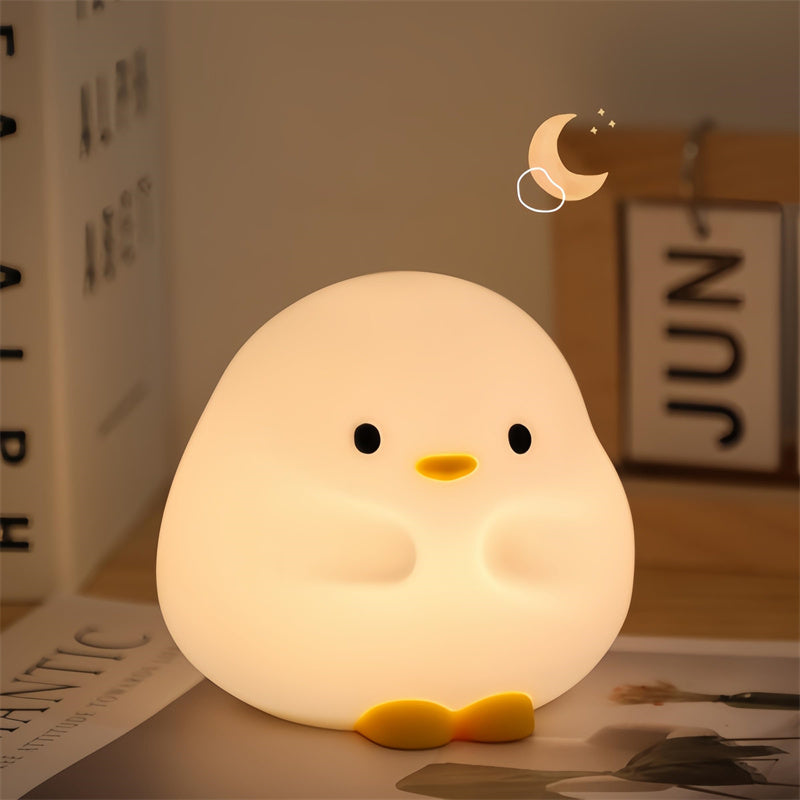 QuackLight Night Lamp – Cartoon Silicone USB Rechargeable Sleep Light with Touch Sensor and Timer – Children's Room Bedside Lamp for Kids – Gift & Decoration