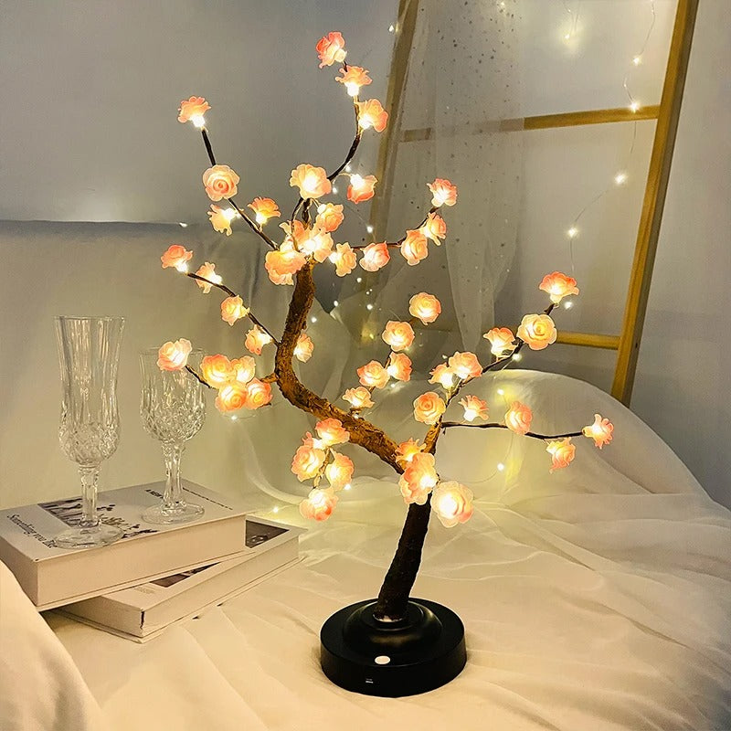 Bonsai-Lampe Rosa – LED Tischlampe für stimmungsvolle Dekoration